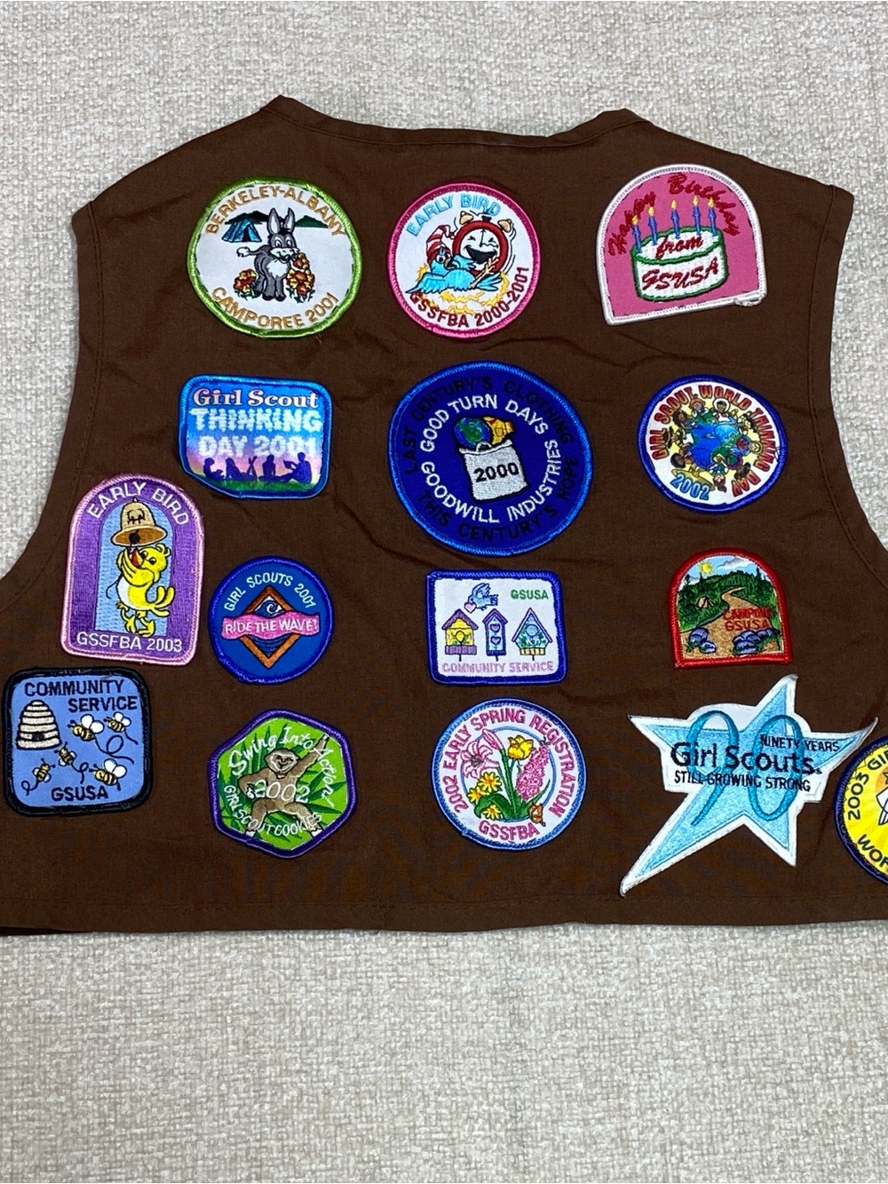 Vintage Girl Scouts Brownie Vest Uniform Girls Medium Loaded Patches Pins Y2K